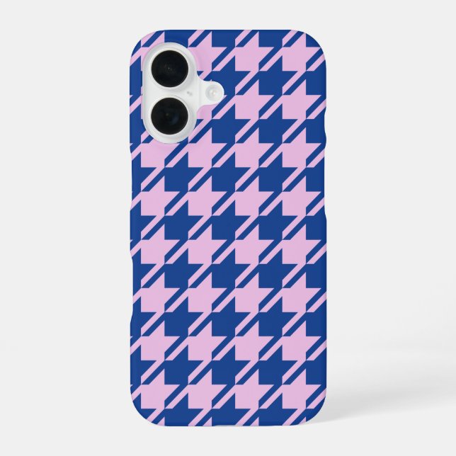 Coque iPhone 16 Pied de fond rose+Motif bleu (Verso)