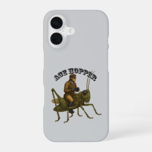 Coque iPhone 16 Pilote Vintage Chevauchant un Criquet Géant URM
