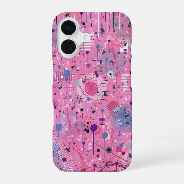 Coque iPhone 16 Pink Maximalist Abstract Art  (Verso)