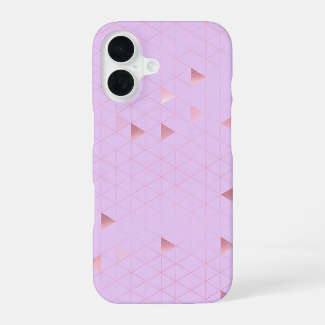 Coque iPhone 16 Pink Triangle Geometric Pattern (Verso)