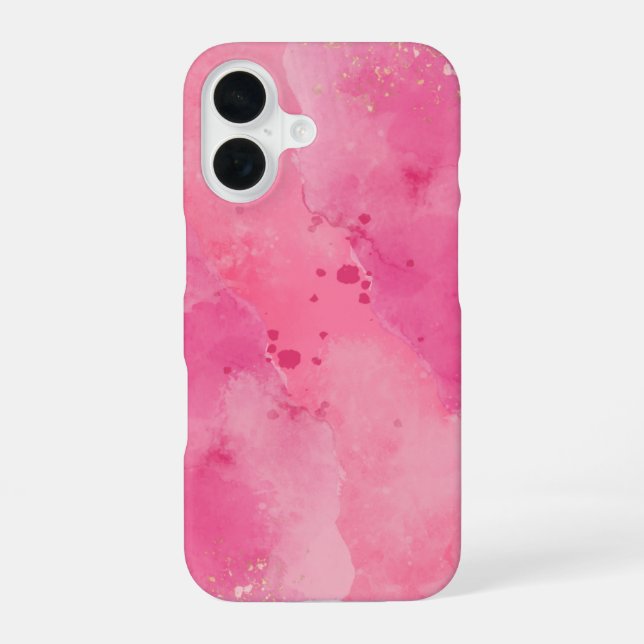 Coque iPhone 16 Pink Watercolor Linktree | (Verso)