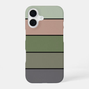 Coque iPhone 16 Pistachio Coquille verte Pêche pourpre rayures