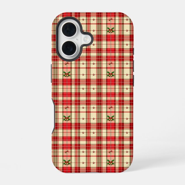 Coque iPhone 16 Plaid de Noël Classique (Verso)