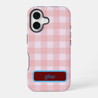 Coque iPhone 16 Plaid Gingham Personalized