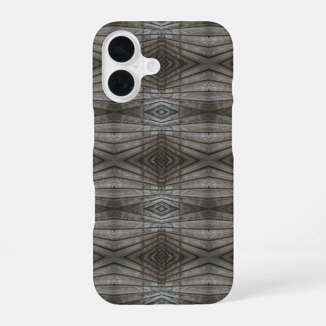 Coque iPhone 16 Planches de bois à recouvrement Perspective Modèle (Verso)