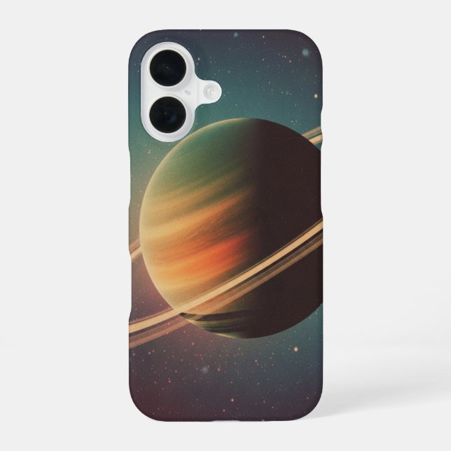 Coque iPhone 16 Planète Anneaux Vintage (Verso)