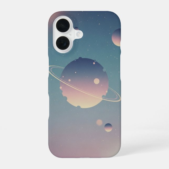 Coque iPhone 16 Planète Anneaux Vintage (Verso)