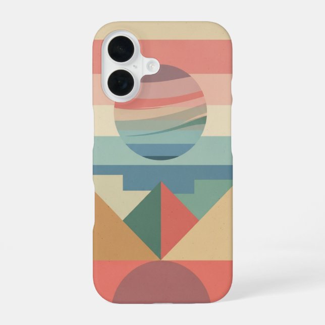 Coque iPhone 16 Planète Pastel Rétro sur Blocs (Verso)
