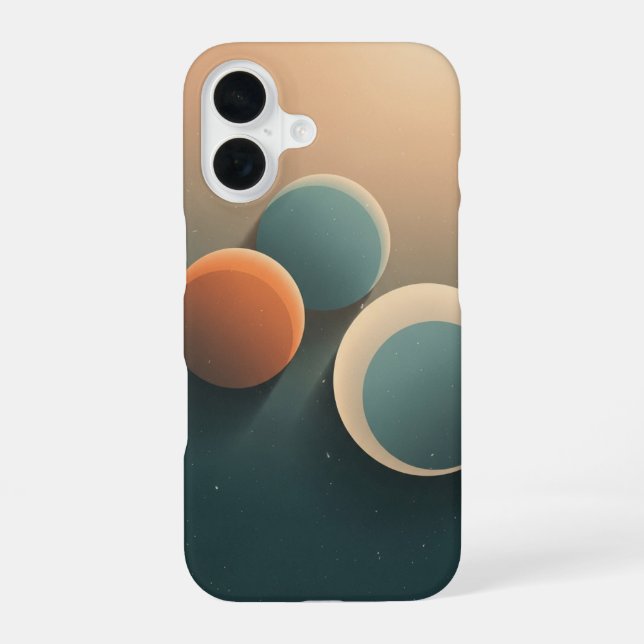 Coque iPhone 16 Planètes aux ombres douces vintage (Verso)