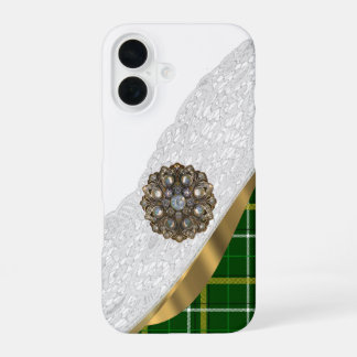 Coque iPhone 16 Plaque écossaise verte