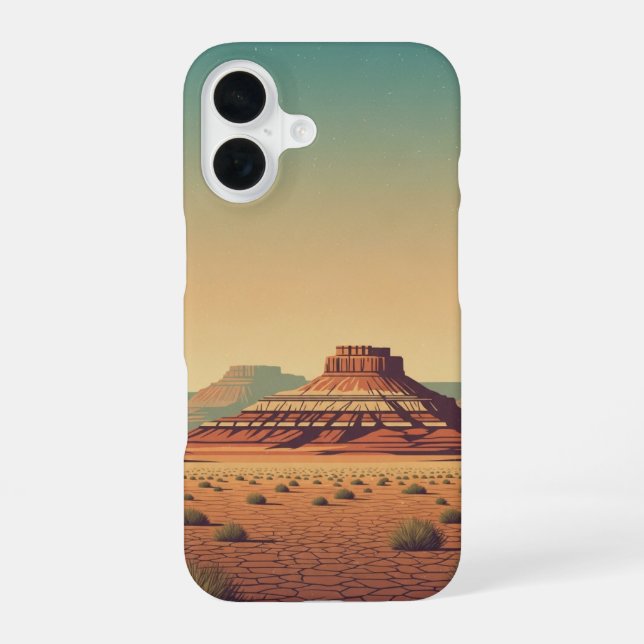 Coque iPhone 16 Plateau désertique vintage (Verso)