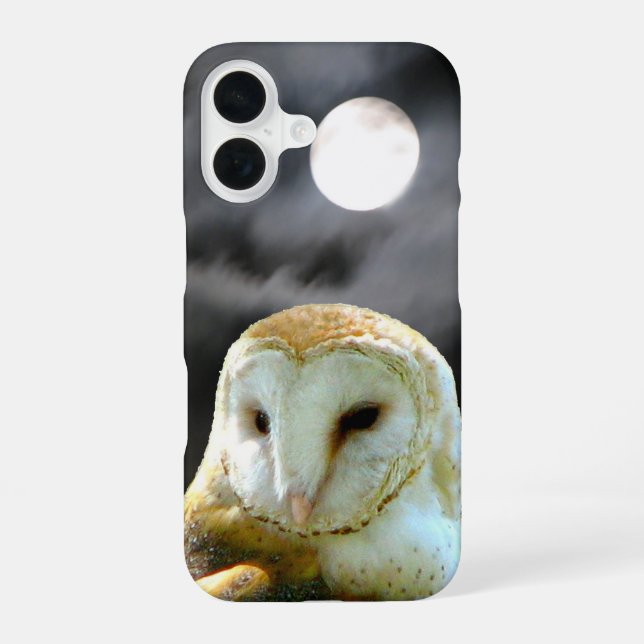 Coque iPhone 16 Pleine lune de Barn Owl (Verso)