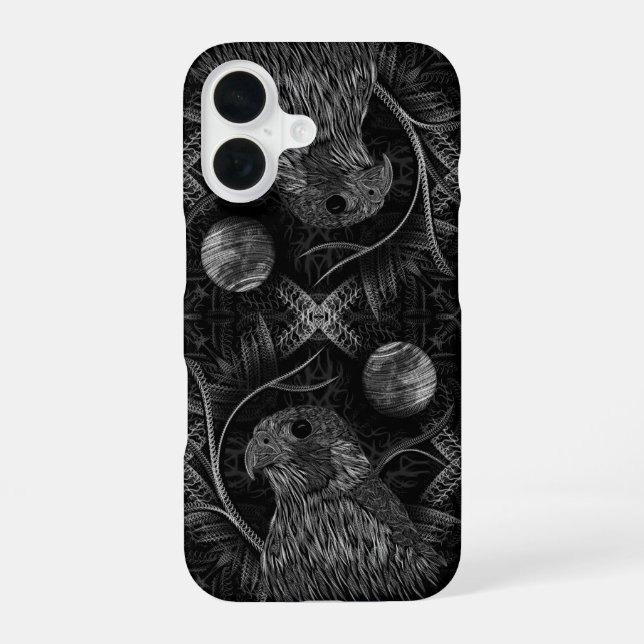Coque iPhone 16 Pleine lune faucon (Verso)