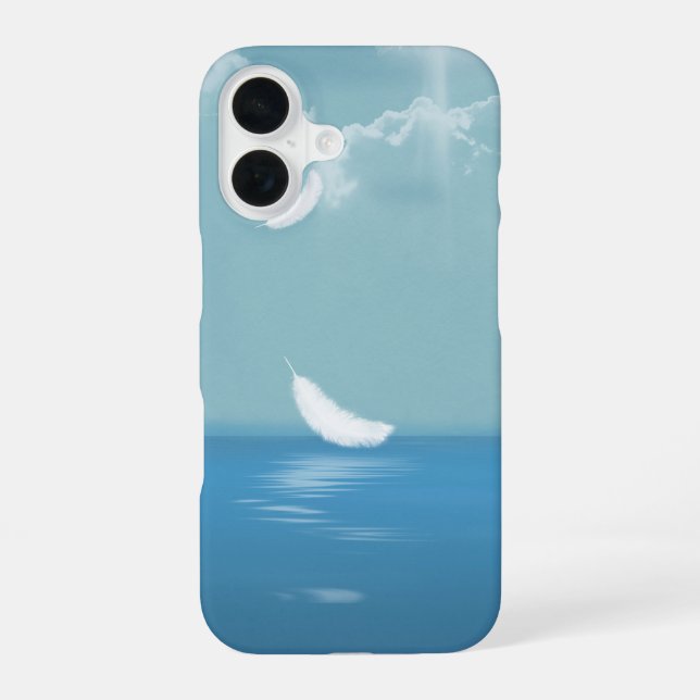 Coque iPhone 16 Plumes flottant sur l'océan (Verso)