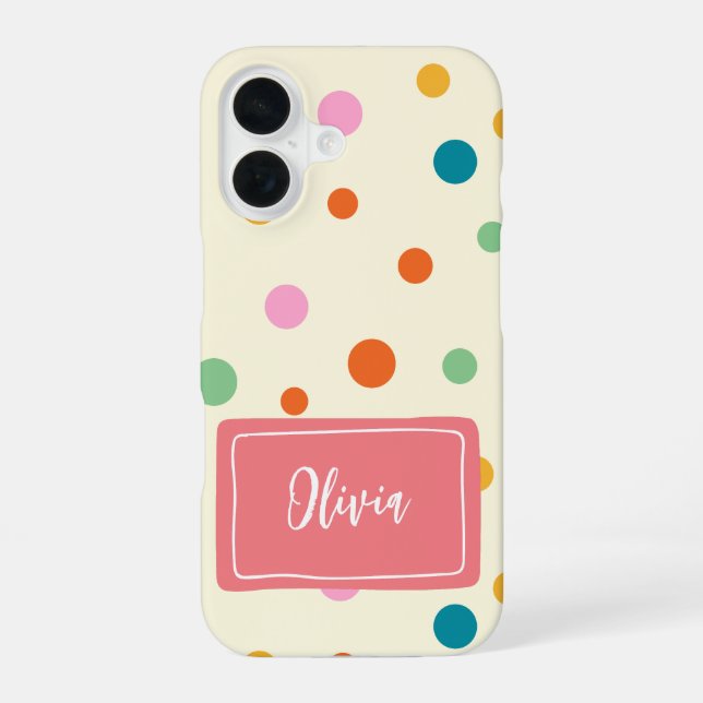 Coque iPhone 16 Points colorés gais Personnalisés (Verso)