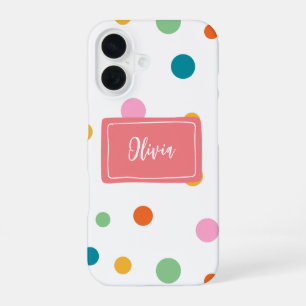 Coque iPhone 16 Points colorés personnalisés joyeux
