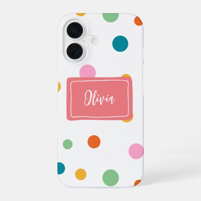 Coque iPhone 16 Points colorés personnalisés joyeux (Verso)