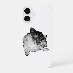Coque iPhone 16 Points monochromes, Calme de Corgi