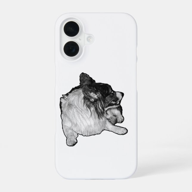 Coque iPhone 16 Points monochromes, Calme de Corgi (Verso)