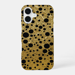 Coque iPhone 16 Points noirs faux or