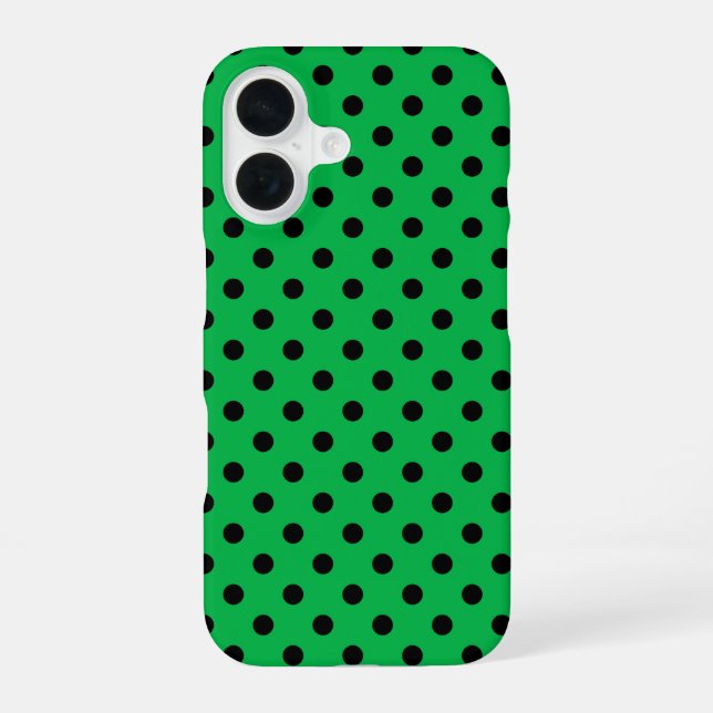 Coque iPhone 16 Points verts et noirs (Verso)