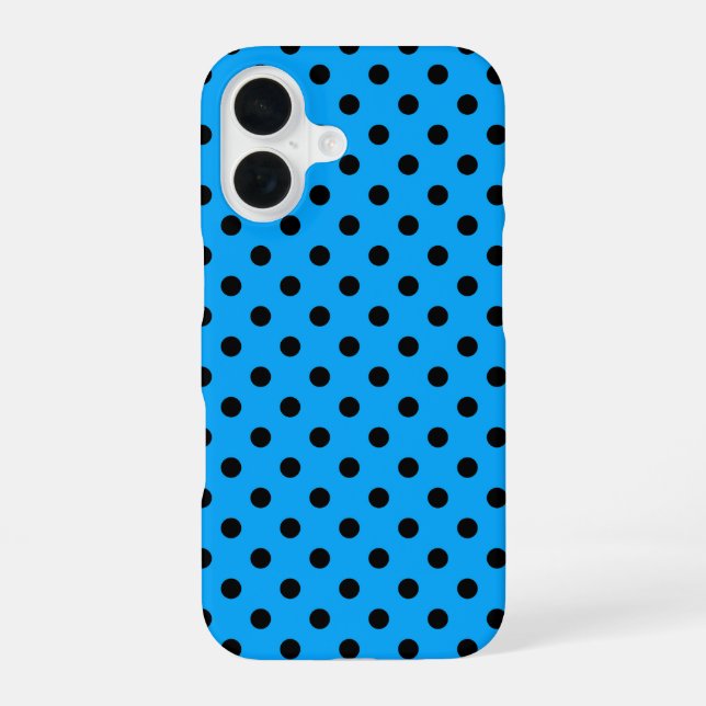 Coque iPhone 16 Pois bleu et noir (Verso)