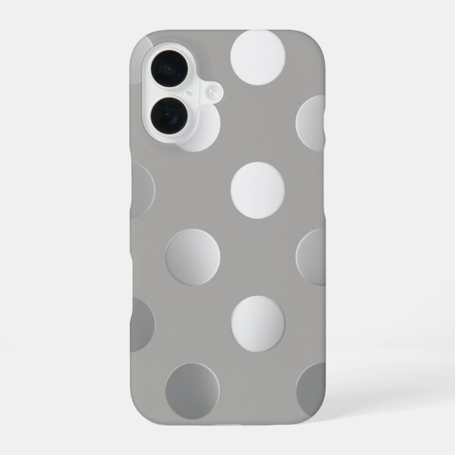Coque iPhone 16 Pois gris, argent (Verso)