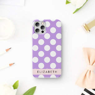 Coque iPhone 16 Pois violets, Motif Pointe Polka, Votre Nom