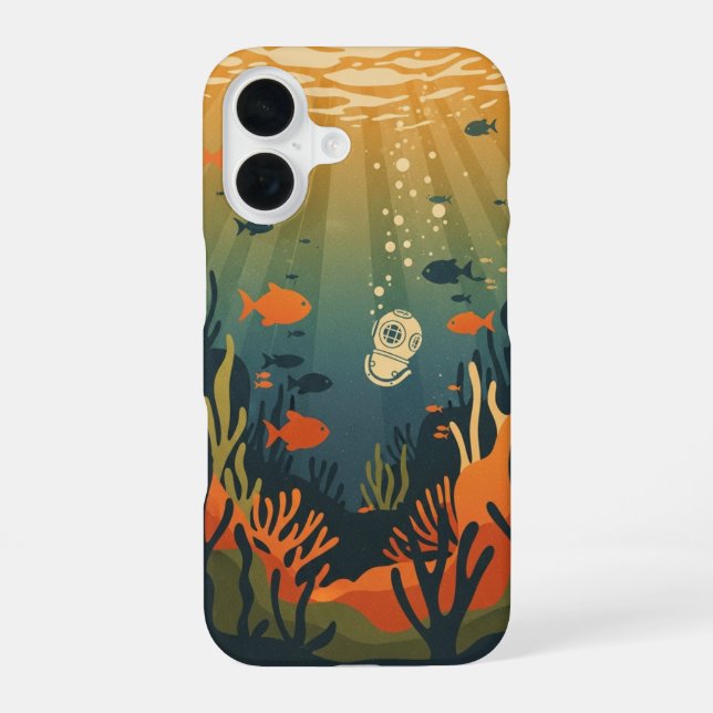 Coque iPhone 16 Poisson Minimaliste Rétro (Verso)