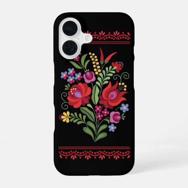 Coque iPhone 16 Poivrons Rouges du Folklore Hongrois (Verso)
