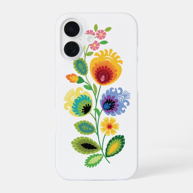Coque iPhone 16 Polish Folk Flowers Yellow (Verso)