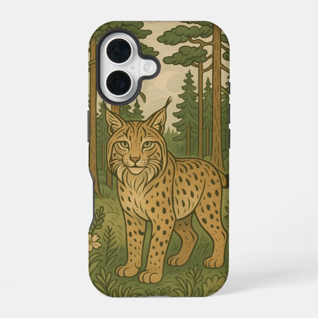 Coque iPhone 16 Polish Lynx Forest Folk Art (Verso)
