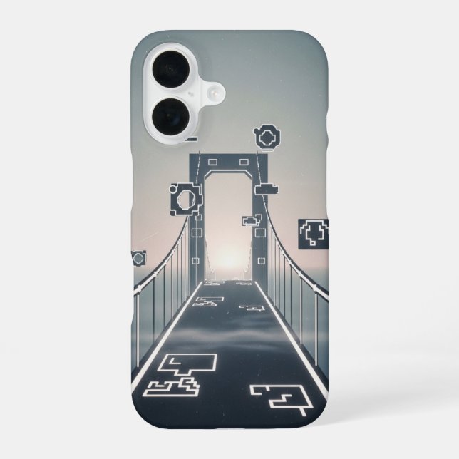 Coque iPhone 16 Pont Mystique Pixel-Arcade Vintage (Verso)