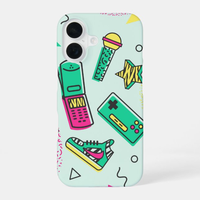 Coque iPhone 16 Pop technique rétro Y2K Memphis (Verso)