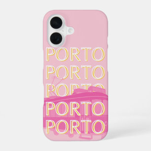 Coque iPhone 16 Porto Travel Art, Portugal, Rose, Preppy