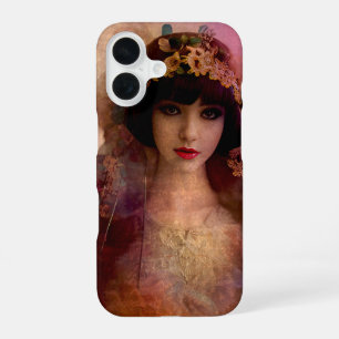 Coque iPhone 16 Portrait de style vintage de belle femme en rose