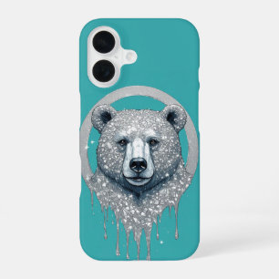 Coque iPhone 16 Portrait de tête d'ours dégoulinant Street Art Fau