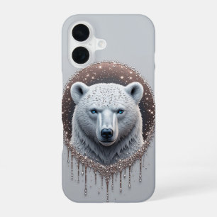 Coque iPhone 16 Portrait géométrique d'ours polaire de style arcti