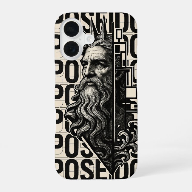 Coque iPhone 16 Poseidon | Housse d'iphone de dieu grec (Verso)