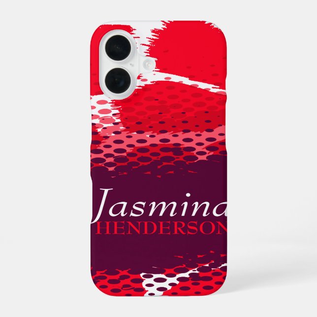 Coque iPhone 16 Poster de animal graphique rouge violet (Verso)