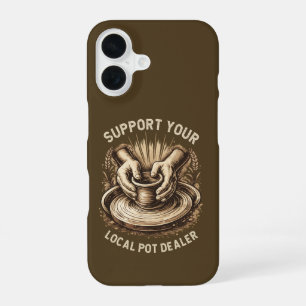 Coque iPhone 16 Poterie Drôle Soutenez Votre Artiste Vendeur de Po