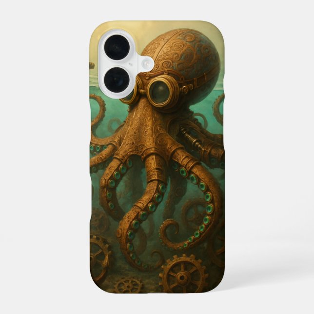 Coque iPhone 16 Poulpe Steampunk (Verso)