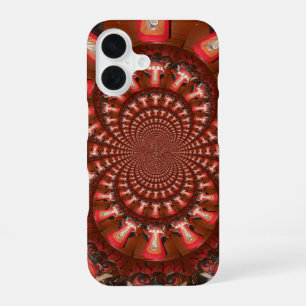 Coque iPhone 16 Pouls Cramoisi Langue Kaléidoscope Art Abstrait