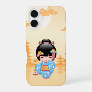 Coque iPhone 16 Poupée Maiko Kokeshi - Cute Japonaise Geisha Girl