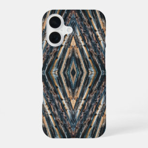 Coque iPhone 16 Poutres en bois bleues et brunes Photo Perspective