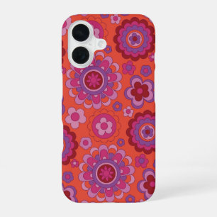 Coque iPhone 16 Pouvoir de fleur psychédélique rétro