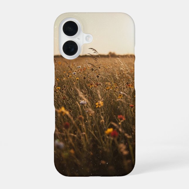 Coque iPhone 16 Prairie de fleurs sauvages vintage (Verso)