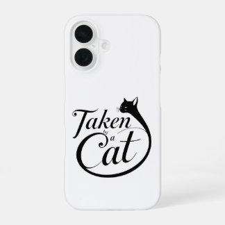 Coque iPhone 16 Pris par un chat, design typographique minimaliste