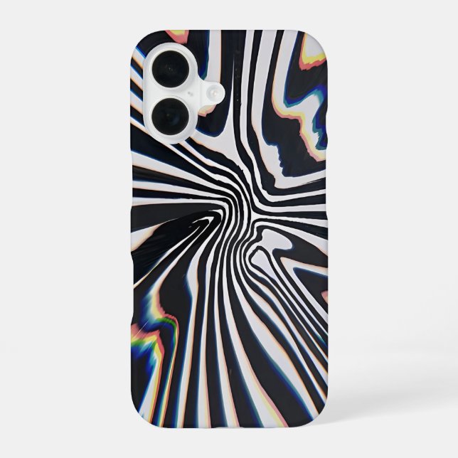 Coque iPhone 16 Prisme de lignes déformées Glitch (Verso)
