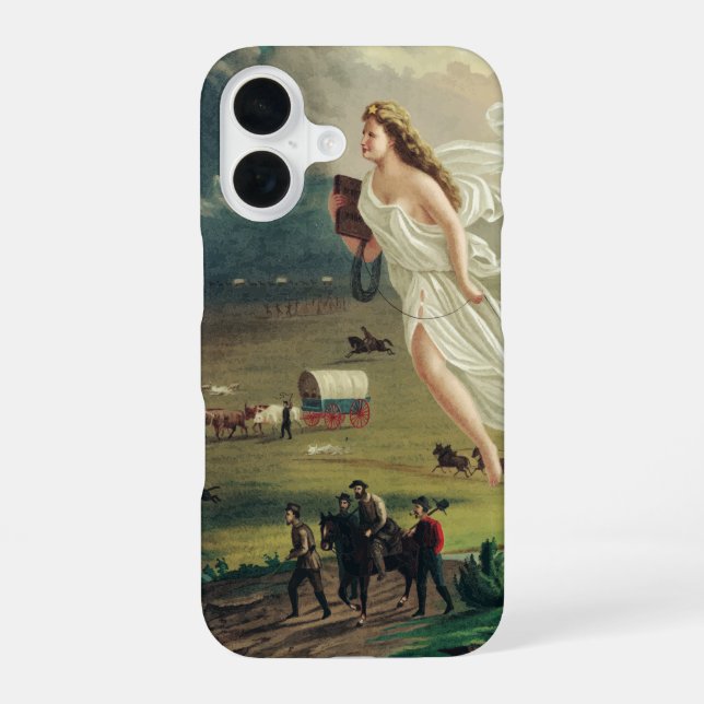 Coque iPhone 16 Progrès américain par John Gast (Verso)